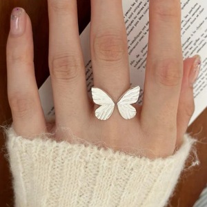 Anillo de Mariposa de Plata de Ley S925, Anillo Abierto para el Dedo Índice, Joyería Unisex, Regalo - Product Image 4
