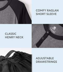 Archy男士凉爽夏季睡衣短袖人造丝竹睡衣套装配亨利领针织丝绸休闲服 - Product Image 3