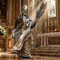 "La Bénédiction Sacrée" - Grande Sculpture de Pape en Bronze Coulé à la Main, Grande Statue en Bronze