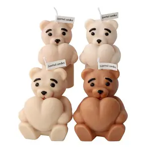 만화 사랑 곰 실리콘 금형 DIY 창조적 인 동물 모양 아로마 테라피 양초 석고 케이크 베이킹 장식