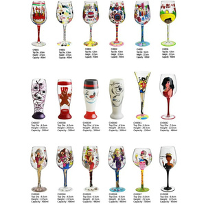 Copa de cristal pintada a mano personalizable 2024, diseño único, copas de vino con patrón de logotipo personalizado para vino tinto - Product Image 3
