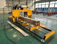 Scierie portative professionnelle, scie à ruban hydraulique sur remorque, machine forestière robuste pour la coupe de bois et le traitement du bois
