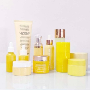 Hot Sale 100ml Luxury Cosmetic Packaging Pink Yellow Glass Lotion Bottle Body Mist <b>Spray</b> Pump Screw Cap Skin Care - Product Image 1