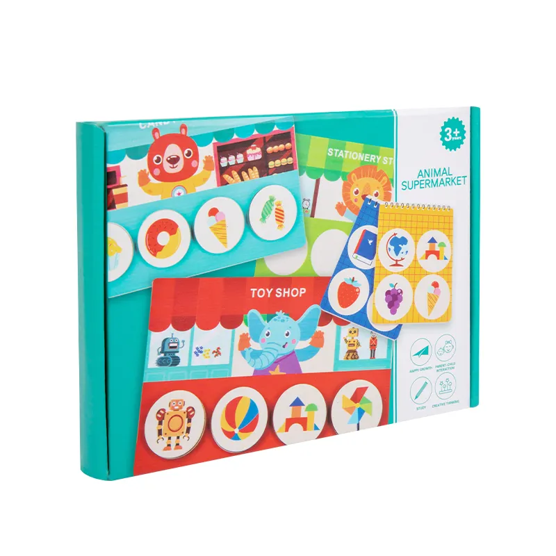 MM 2023 nouveau jeu de tri de cartes d'éducation précoce pour enfants, jeu d'échecs à mémoire en bois de magasin d'animaux