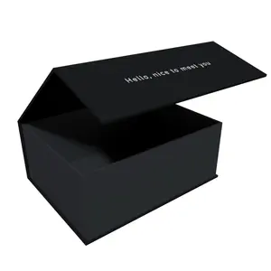 Eco Friendly Logo Designer Cardboard Packaging Magnetic Closure Custom Black Shoe Foldable Magnetic Paper Gift Box With Logo