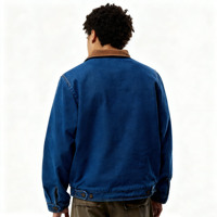 Veste en jean bleu pour homme, en coton surdimensionné, style streetwear décontracté, col rabattu en velours côtelé personnalisé, vintage, lavée