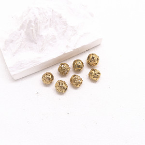 yunnique Electroplated Gold Stainless Steel Round <b>Spacer</b> Beads With Flower Pattern For Bracelet Making - Product Image 3