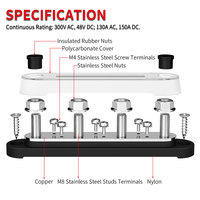 Blok Distribusi Ground Positif Bus Bar Mobil Truk Baterai Listrik 4 Stud Busbar Blok Terminal Daya Blok Terminal Listrik