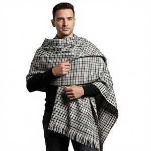Long Fashion Striped <b>Wool</b> Blend Skin-Friendly Breathable Shawl Scarf <b>Poncho</b> Wrap Winter Travel Accessory - Product Image 1