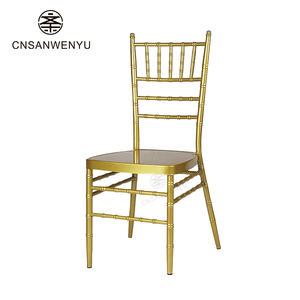 Großhandel Luxus Weißgold Stahl Eisen Metall Bankett Stapelbar Moderner Event Hochzeitsstuhl Tiffany Chiavari Stühle für Veranstaltungen - Product Image 3
