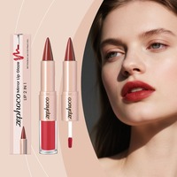 Gloss à lèvres deux-en-un Zephoco Brick Red, couleur vive et magnifique, maquillage pour les lèvres.