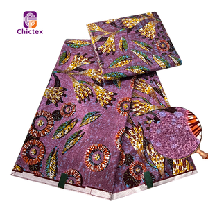 Dernier Cri Tissus 100% Coton Imprimés Ankara Grand <span class=keywords><strong>Pagne</strong></span> Africain Doré Scintillant Véritable Wax pour Robe Femme - Product Image 5