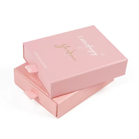 Vente en gros Boîtes de brillant à lèvres roses imprimées sur mesure Pack de tiroir cadeau spécial pour rouge à lèvres Boîtes en papier cosmétique recyclé Doublure en éponge