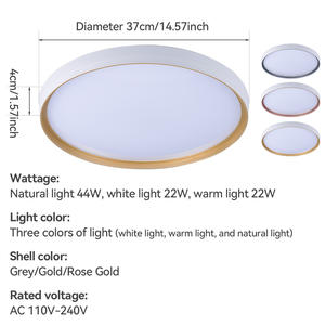 热卖超薄面板灯圆形3CCT 110-240v 44w防潮防尘防蚊酒店或房屋现代吸顶灯 - Product Image 2