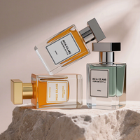 Bouteille de parfum à sertir unique personnalisée pour hommes Bouteilles vides de parfum de 100ml Bouteille de parfum en verre de luxe carrée transparente de 50ml avec bouchon en zamac