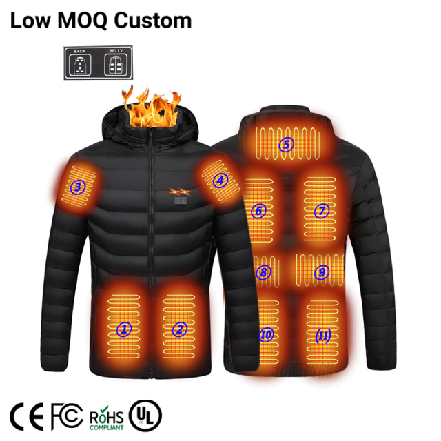 Mydays Outdoor 11 Zone Dual Control USB Charging Smart Heated Jacket Winter Warm Coat for Outdoor Hiking Camping Men Women