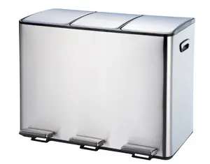 60L (3*20L)Classified trash bin/Big Dustbin Trash Can/2 compartments Stainless Steel Recycling Trash Bin