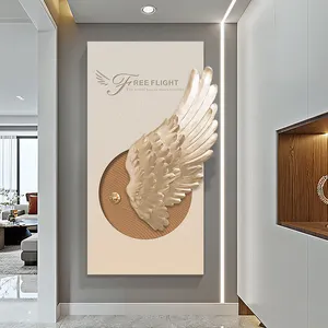 2024 New Relife Creative Texture Mural Wings Design Personality Hallway Simple Resin LED Decorative Painting Home Decoration