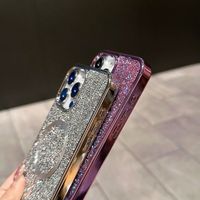 Étui de téléphone rigide en PC avec placage diamanté brillant pour 14/13/12 Pro/15 Pro Max, compatible avec la charge magnétique sans fil, étui de protection