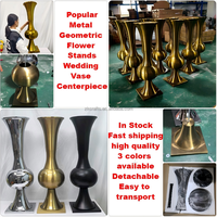 Vases à fleurs en métal doré, argenté et noir pour centre de table de mariage en gros, décoration de mariage