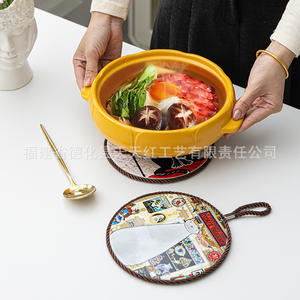 Tapis isolant thermique en céramique KFB017, rond, 17 cm, motif médaillon, antidérapant, pour la cuisine, fabriqué en Chine - Product Image 2