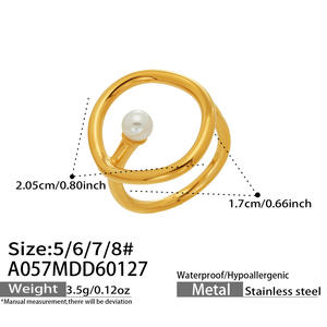 Bague unisexe Mili de style minimaliste européen et américain en acier inoxydable avec pierre naturelle, design géométrique, disponible en plusieurs modèles tendance - Product Image 5