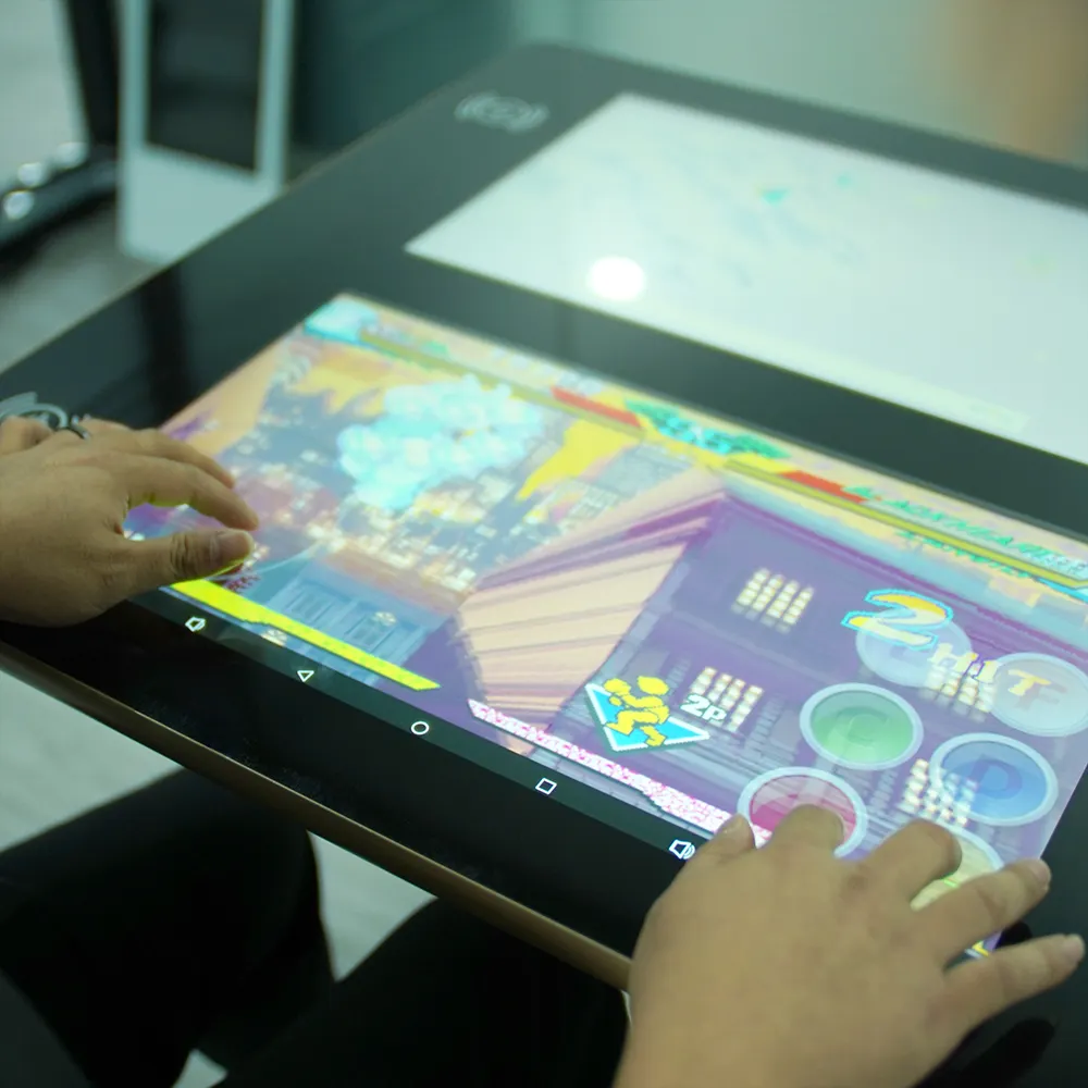 विसाइन 4 स्क्रीन इंटरैक्टिव स्मार्ट कॉफी टेबल स्पर्श स्क्रीन के साथ बुद्धिमान गेम टेबल स्पर्श स्क्रीन