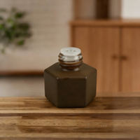 Pot à crème carré créatif avec couvercle sphérique - Emballage cosmétique en céramique marron mat, flacons de soin de la peau de luxe