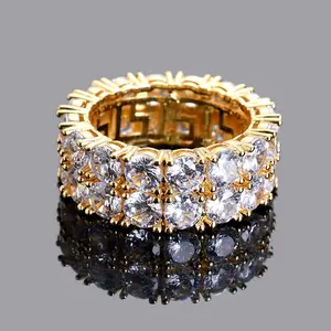 New Hip Hop Ring Double Row Zircon Ring Men's Ring