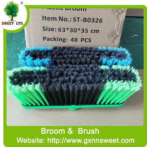 Ensemble de vadrouille et pelle à poussière en plastique avec brosse à poils souples tête de balai en matériau PET sur manche en bois pour le nettoyage de la maison - Product Image 2