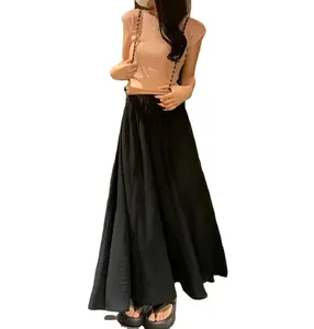 2024 Wholesale Casual Custom Fashional Beautiful High Quality High Waist Pure Maxi Skirt