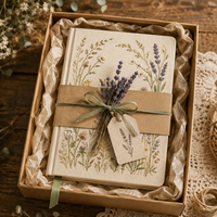 Carnet de notes en toile de lin LABON Meadow Notes avec broderie botanique, logo personnalisé et ensemble de papeterie pour le suivi des habitudes florales