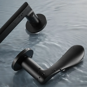 Poignée de porte antivol en acier inoxydable 304, à clé, tube creux, peinture pulvérisée, finition noire givrée, couvercle séparé, angle droit - Product Image 3