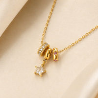 Collier pendentif étoile zircon multicouche délicat SUMMLY, chaîne à maillons en acier inoxydable plaqué or 18 carats, bijoux tendance pour femme
