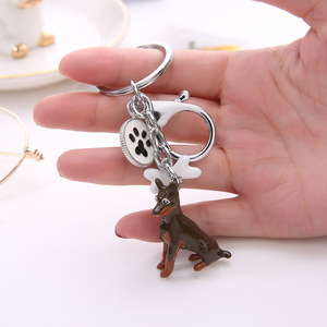 Mode 3D chien porte-clés mignon chiens porte-clés Border Collie Shelti Husky métal voiture porte-clés bijoux femme sac charme cadeau - Product Image 6