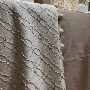 2022 New Manufacturers Light Luxury Cream Embossed High Precision Finished Curtain