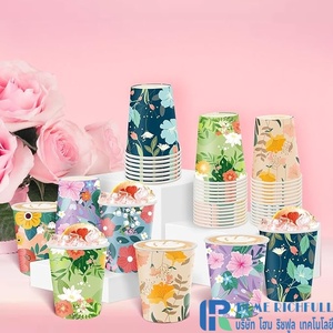 Vasos de Pulpa de Madera Biodegradables de Pared Simple para Bebidas Calientes/Frías de 6oz-32oz, Impresión Flexográfica con Logotipo Personalizado - Product Image 1