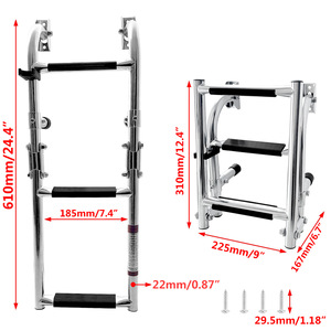 Échelle de bateau en acier inoxydable 2+1 pliable pour accès au pont, matériel marin - Product Image 2