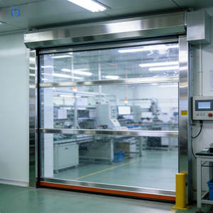 ประตูม้วนความเร็วสูงแบบโปร่งใส พร้อมมอเตอร์อัตโนมัติ ระบบควบคุมแรงดึง โครงเหล็กอัจฉริยะ และผ้าม่านพีวีซี - Product Image 1