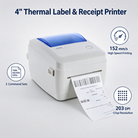 Impresora de Códigos de Barras Térmica Directa Rápida de 6 Pulgadas por Segundo, Ancho de Papel Ajustable de 37-120 mm, 203 DPI, Ideal para Restaurantes, Cocinas y Alimentos