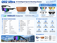 Nouvelles Lunettes Intelligentes Q02 ULTRA AI 2026 avec Caméra HD 800W, Traduction IA, Assistant Vocal, Appels Bluetooth et Fonctionnalités Sportives