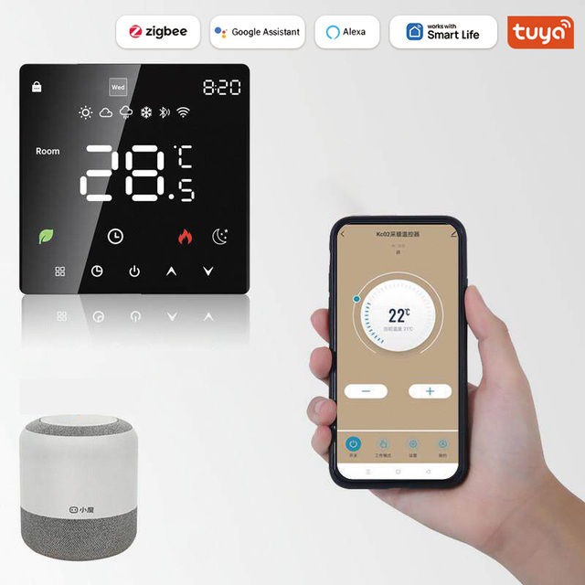 Zigbee Smart Touch Thermostat for Floor Heating 86mm Panel Alexa Google Voice Control