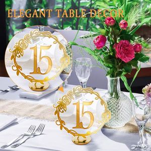 Numéros de table avec logo en acrylique doré pour les mariages, les anniversaires et les banquets Cartes de place de qualité supérieure pour les fêtes et les réceptions - Product Image 5