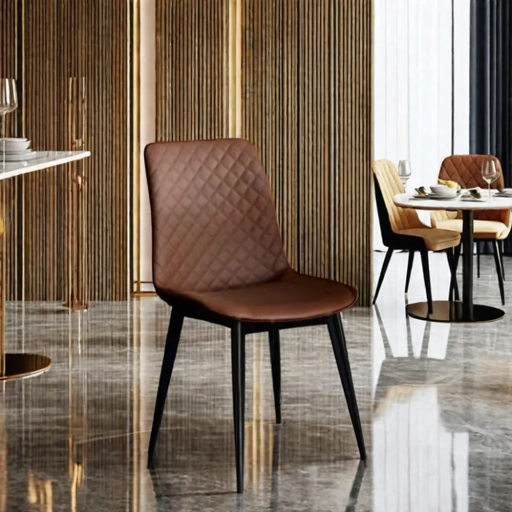 Chaise en cuir Pu pour salon pieds en métal Restaurant chaise de salle à manger nordique Sillas chaises de salle à manger
