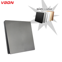 VBQN Universal - Interruptor de pared de 6 pines con panel cepillado de baquelita gris y toma de corriente con interruptor para el hogar