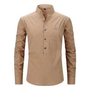 Chemise de plage <span class=keywords><strong>d</strong></span>écontractée pour homme <span class=keywords><strong>Henry</strong></span>, couleur unie, manches longues, pur coton, pour le printemps et l'été, nouvelle collection <span class=keywords><strong>Henry</strong></span> - Product Image 2