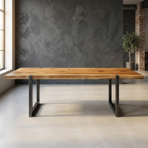 Industrial Vintage Eco-Friendly Indian <b>Dining</b> Room Furniture Iron Metal Solid Acacia Live Edge Wood <b>Dining</b> <b>Table</b> for Home Hotel - Product Image 2