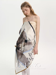 ผ้าไหม100% ขั้นสูงผ้าคลุมไหล่ผ้าทอลายทแยงขนาดใหญ่ผ้าพันคอทรงสี่เหลี่ยมรูปทรงเรขาคณิตลายสัตว์ประดับแฟชั่นสำหรับผู้หญิง - Product Image 2