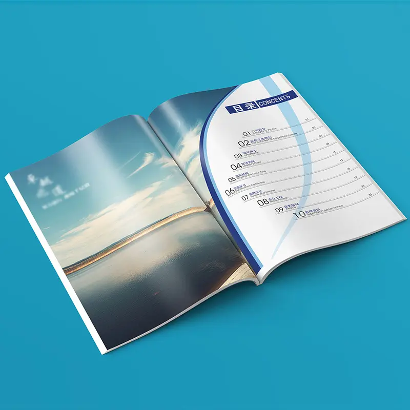 Folleto de papel A4 de impresión de libros personalizado, manual de instrucciones, carpeta de presentación