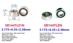 Cuscinetto a Sfera Dentale Ibrido in Ceramica e Acciaio Inox ad Alta Velocità 3.175*6.35*2.78 P4 ABEC7 SR144TLZWN - Product Image 3